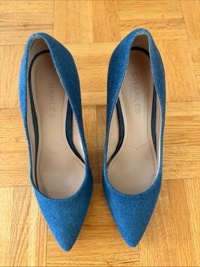 Charles By Charles David Blue Pointed-Toe Denim Pumps